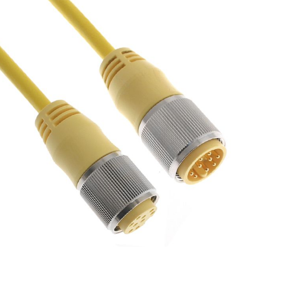 MIN-10MFPX-12 MENCOM CORDSET<br>10 PIN 1 1/8" MINI M/F STR 12' PVC GY 18AWG 300VAC/DC